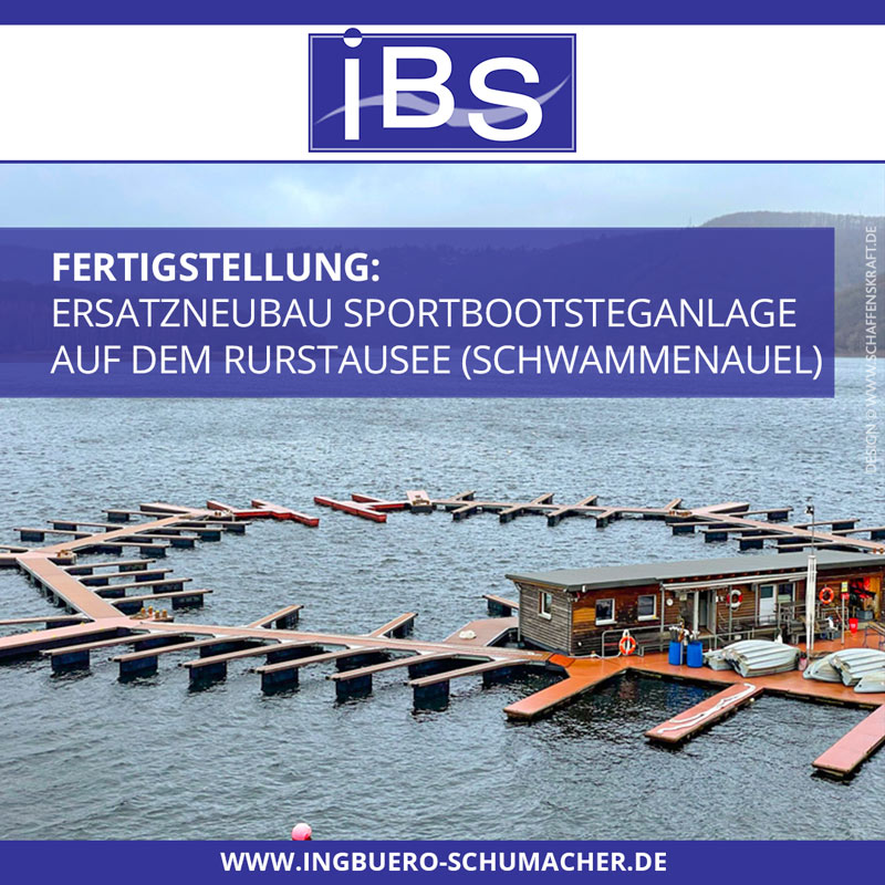 Fertig­stellung:Ersatzneubau Sportboot­steganlage auf dem Rurstau­see (Schwam­menauel)
